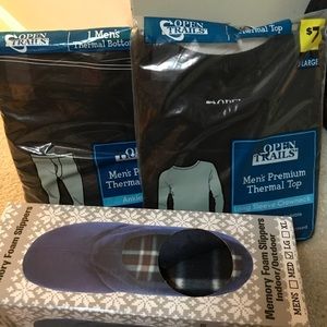 XL Thermal shirt and Bottoms with Memory Slippers